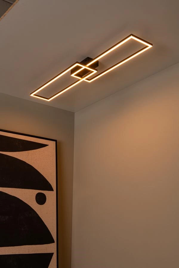 Lucide ARIANNE - Flush ceiling light - LED - CCT - 1x23W 2700K/4000K - Black - atmosphere 1